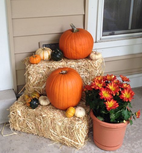 Hay Bale add-on styled on a seasonal porch